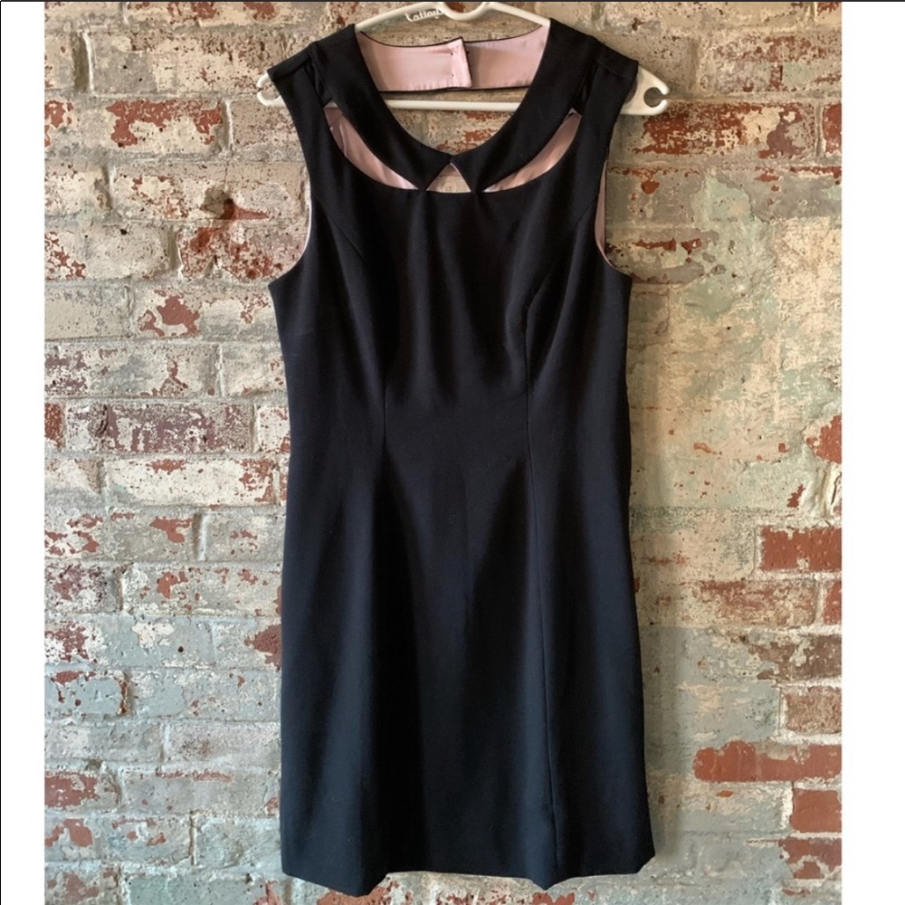 Anthropologie Postmark Black collar cut out dress